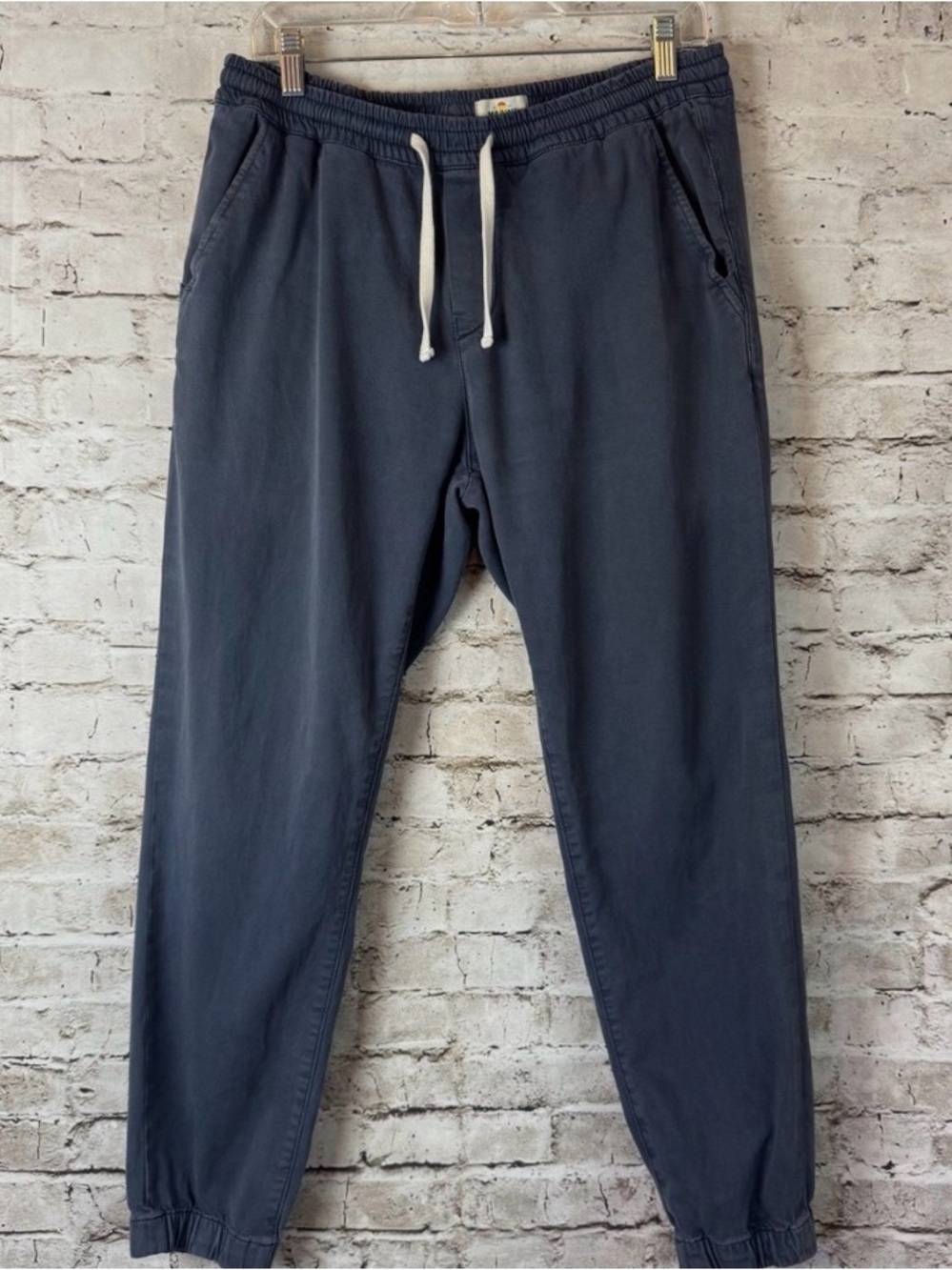Marine Layer Men's Navy Drawstring Joggers with Cream Drawcord